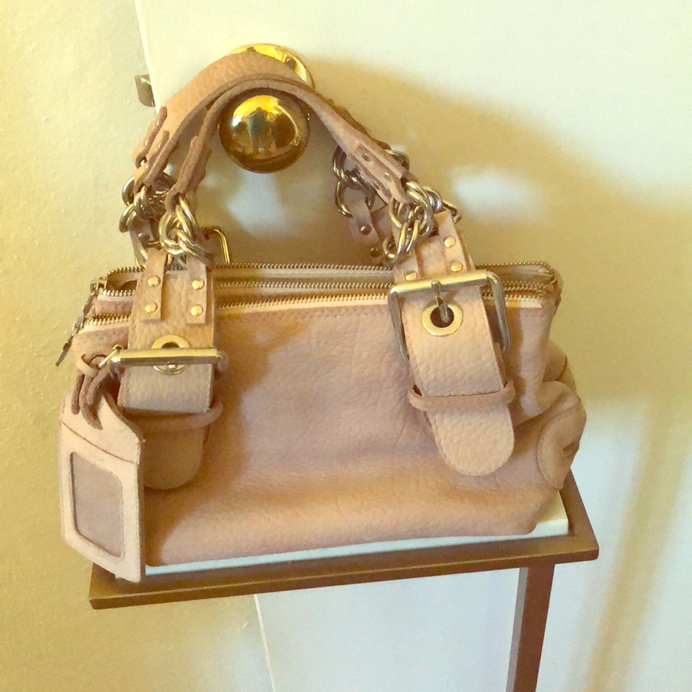 Chloe light pink suede purse
